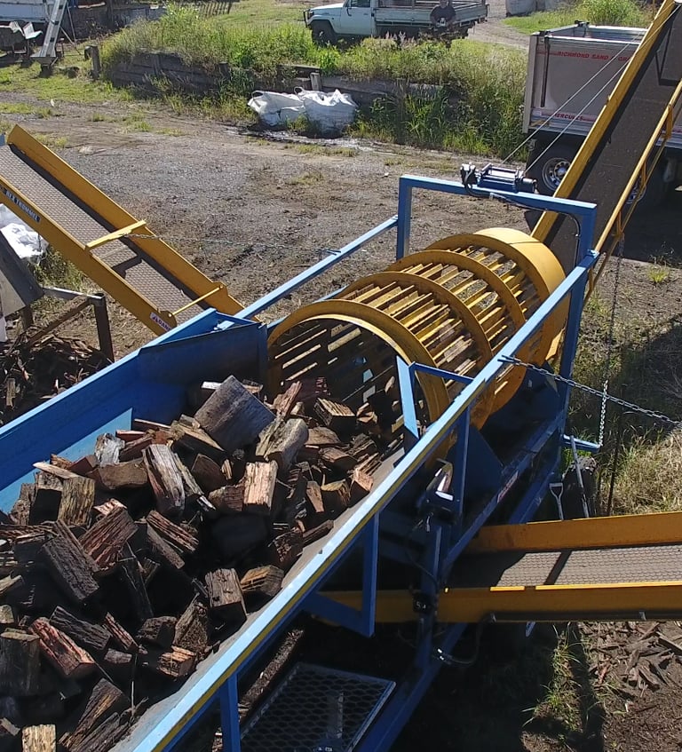 Rex trommel cleaning firewood