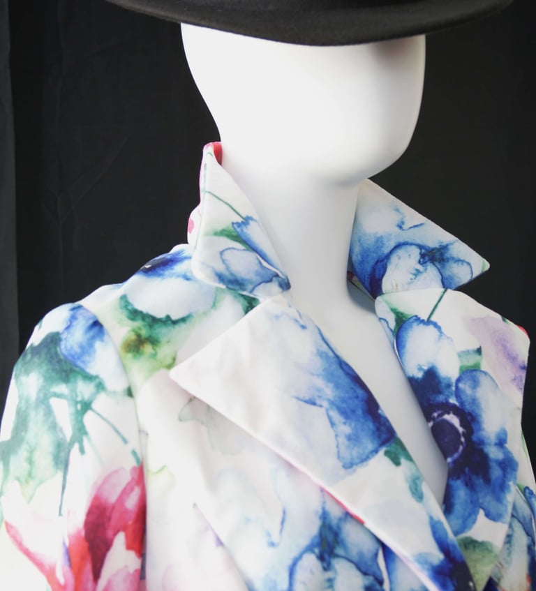 Bold floral jacket in bright colours