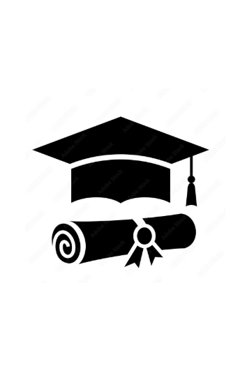A vector of a university degree rolled up with a white background