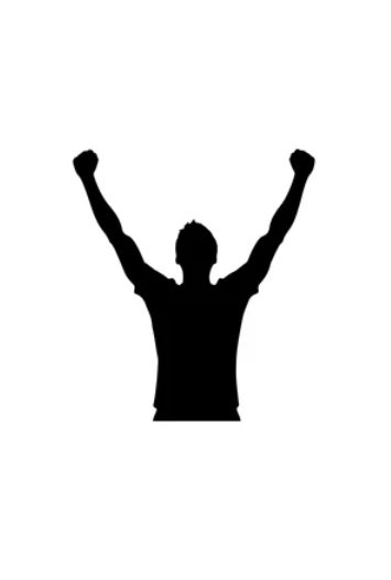 A vector of a man with arms in the air celebrating a victory