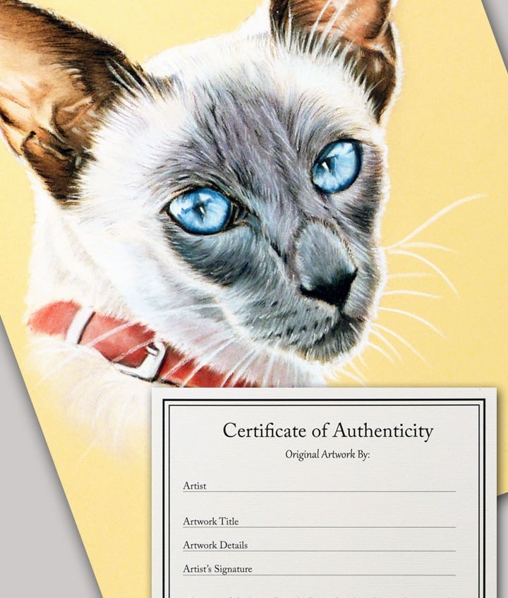 CERTIFICATE OF AUTHENTICITY With each pet portrait