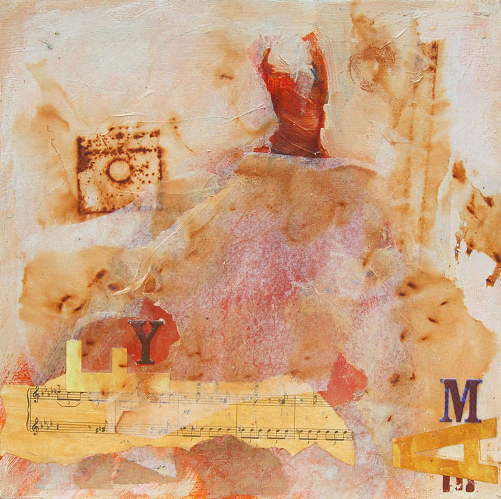abstract collage of dress with brown shades