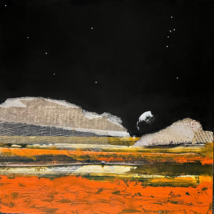 abstract landscape with collage paper