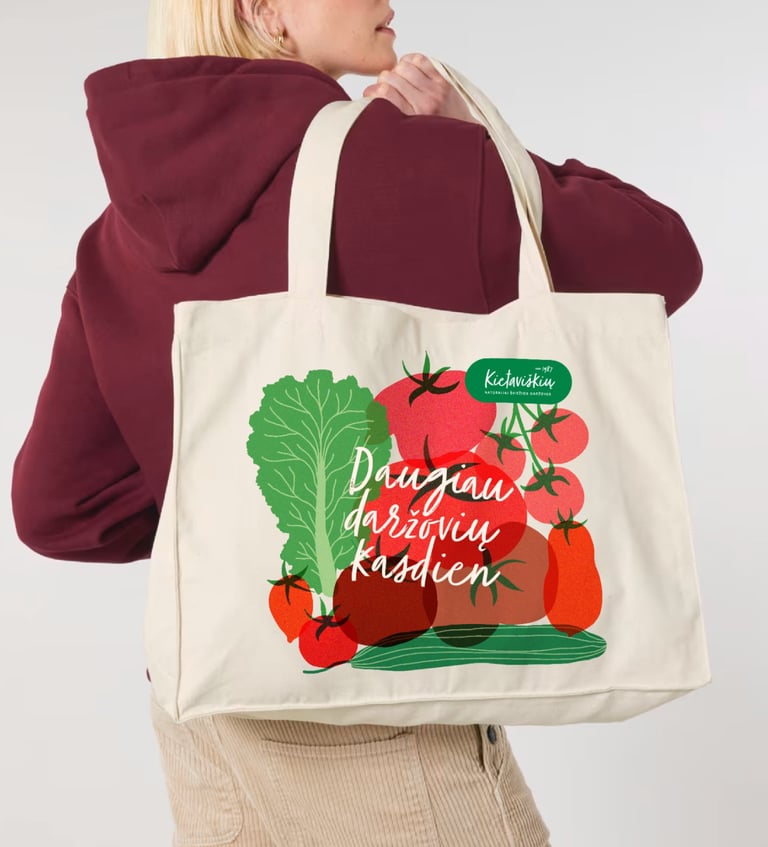 Kietaviškių merch krepšys su daržovėmis Ugnė Ugenskaitė-Joskaudė datflamie