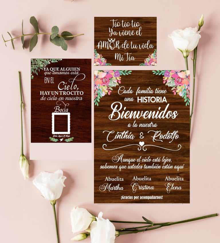 paquete de letreros para boda en madera 