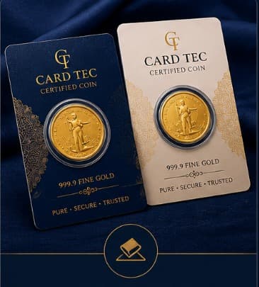 Screen printed coin cards for gold and silver coins by Card Tec