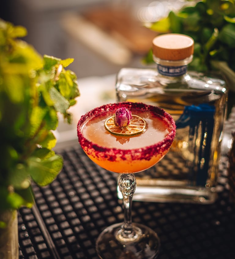 a tequila cocktail floral with uno tequila reposado