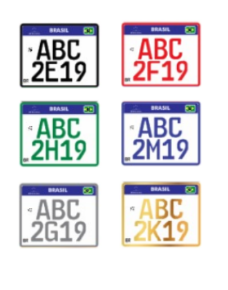 Placas padrão Mercosul para motos Hortolândia