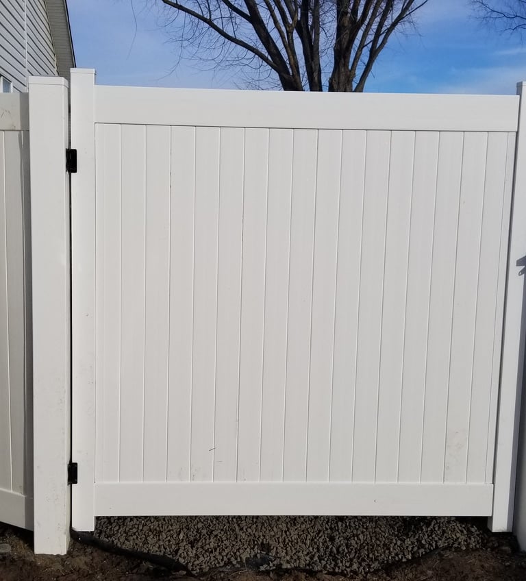 Vinyl tan gate six foot first fence of idaho