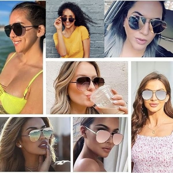 women wearing Oversized Aviator Sunglasses for Women 