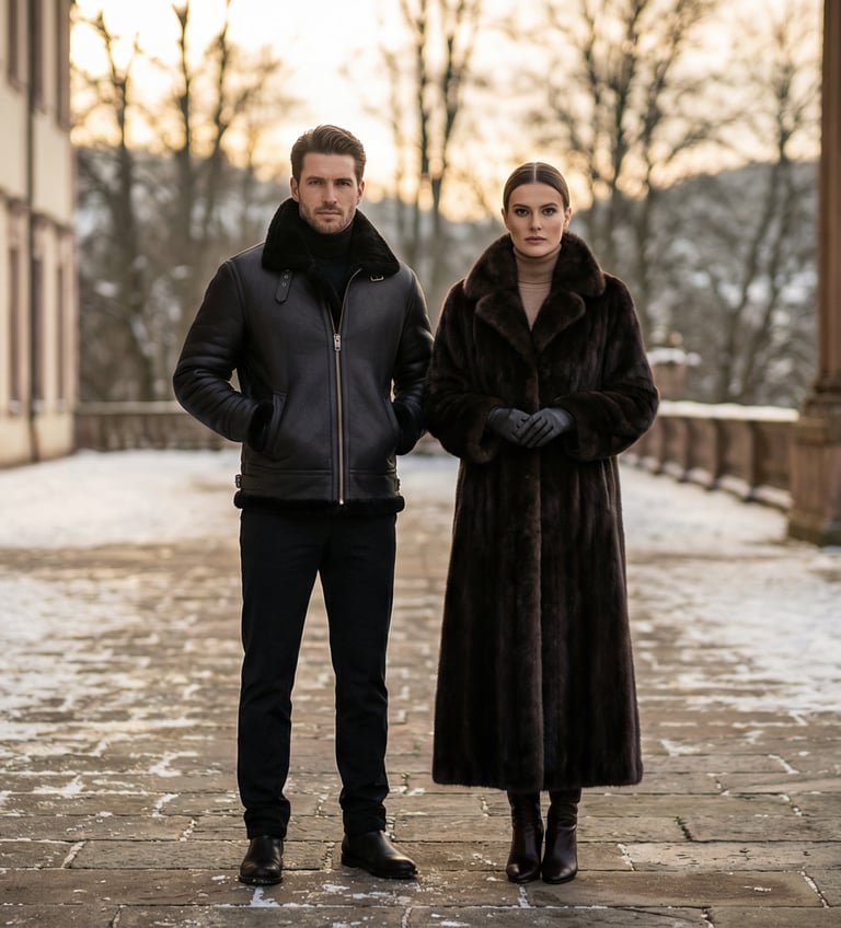 Un modello che indossa un montone e una modella che indossa una pelliccia di visone