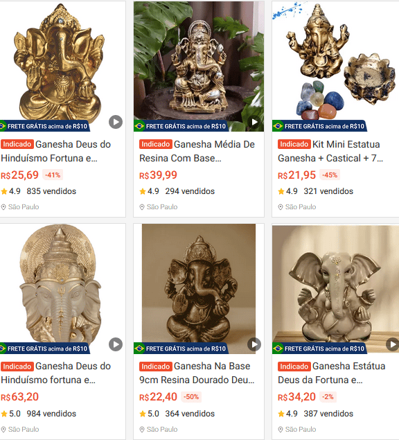 Ganesha Estátua Promoção Shopee