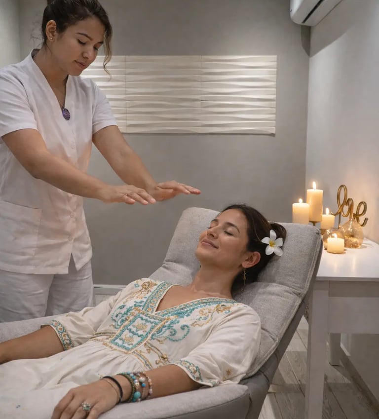 a woman getting a massage at a spa
