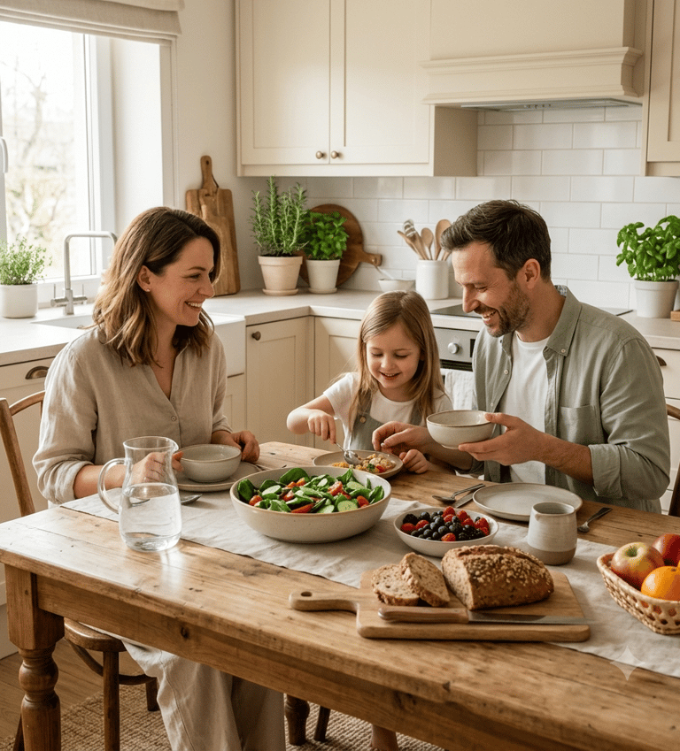 Hábitos familiares saludables con alimentación práctica en casa