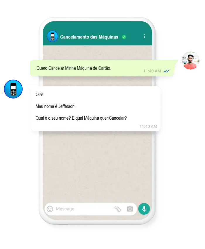 WhatsApp Cancelar Maquina de Cartao