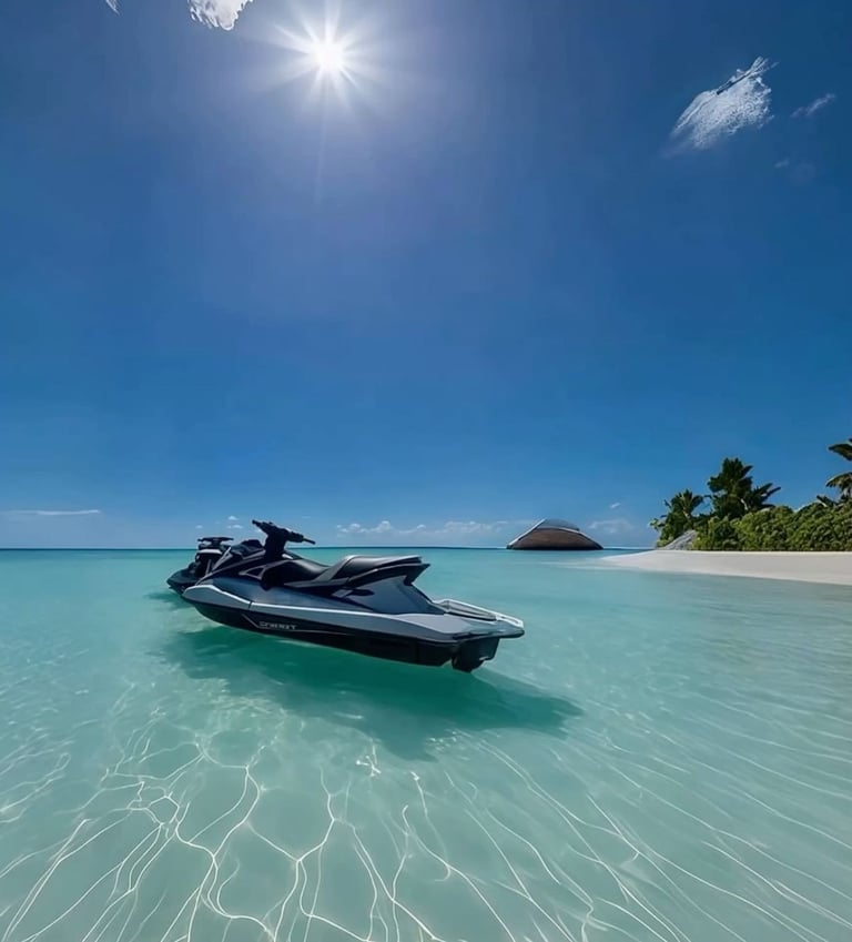jet ski sur l'eau bleu transparente 