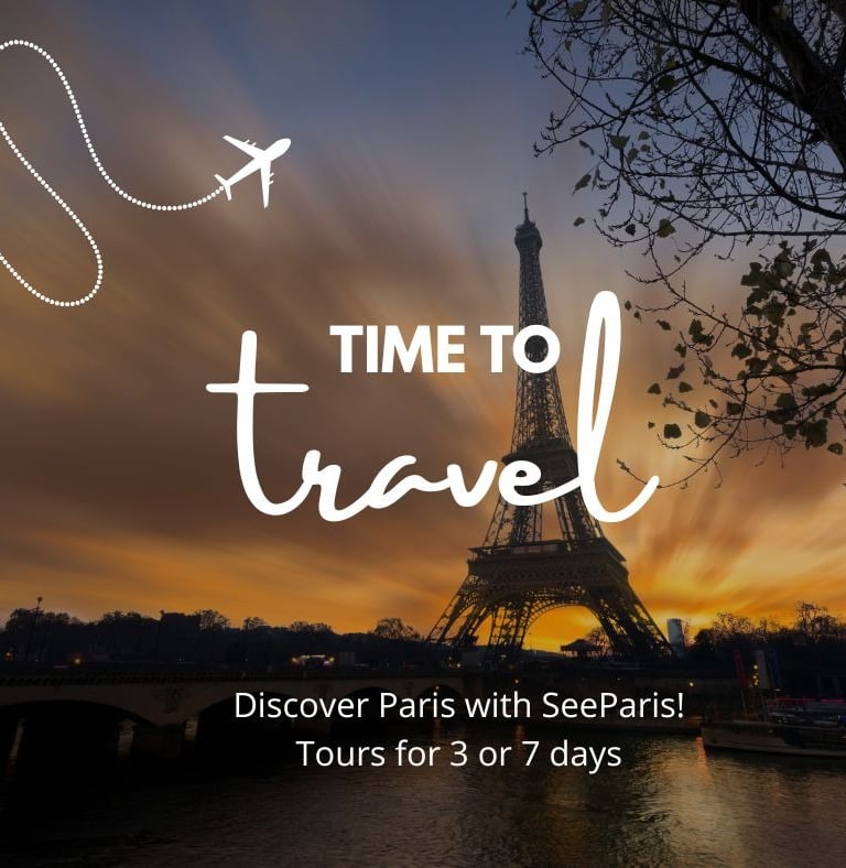 The Eiffel Tower at sunset, view from the Seine embankment – a trip to Paris for two See Paris