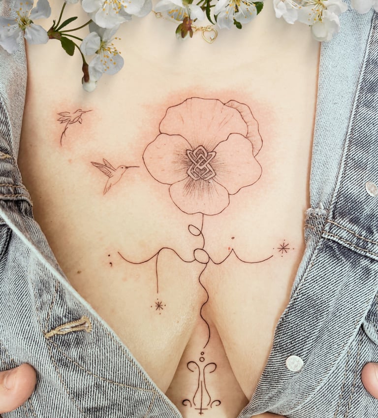 Tattoo lettrage fin underboobs studio Inkorporée Vendée