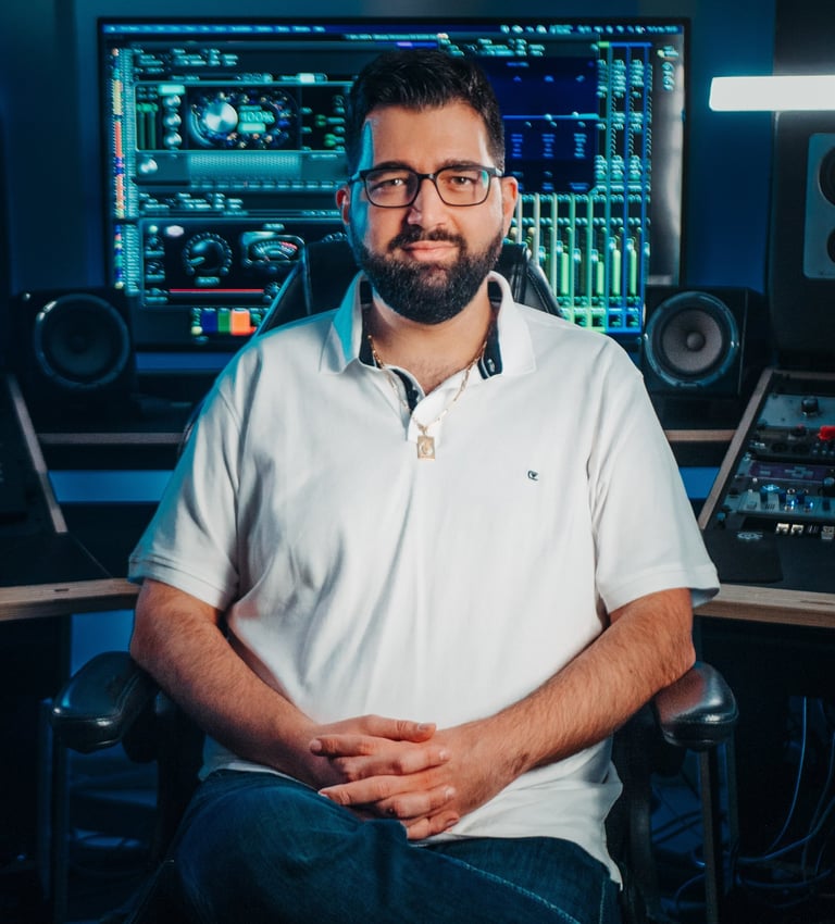 Julien Meirone ingénieur du son dans son studio de mixage et mastering