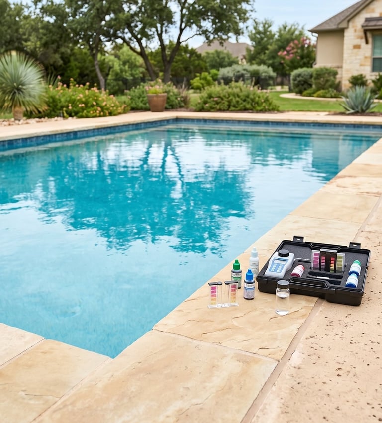 Testing pool water for chemical balancing in Round Rock Texas