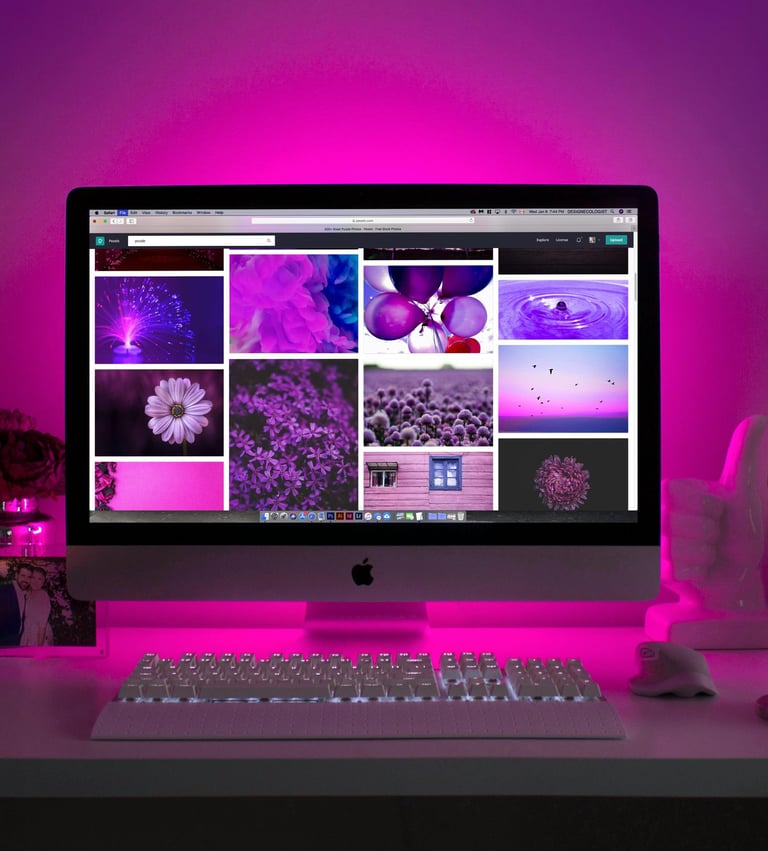 a computer monitor screen with a computer monitor and a keyboard