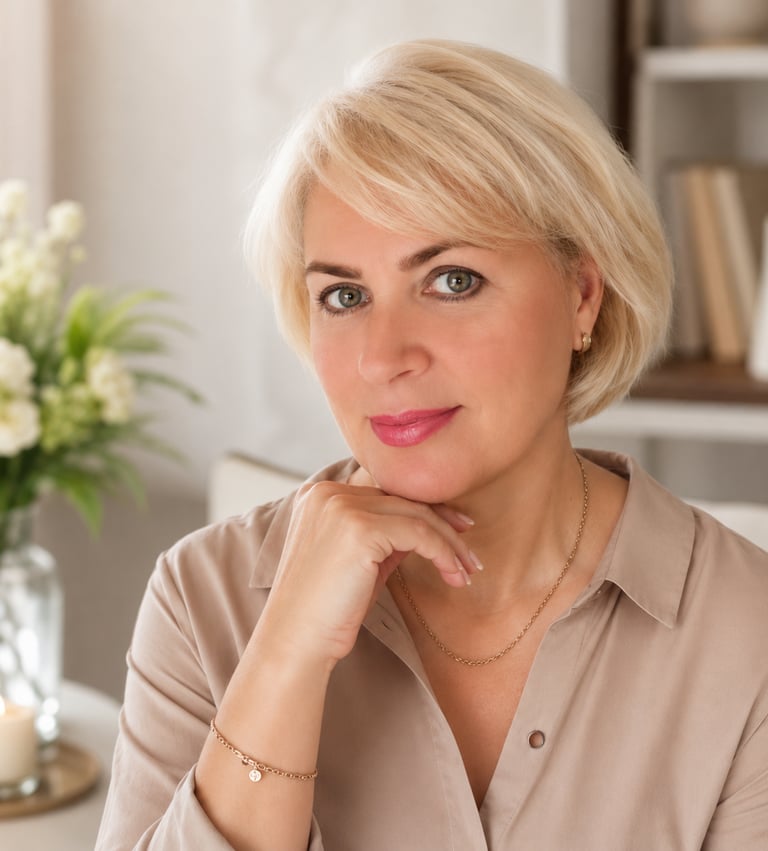 Professional home organizer and interior decorator helping create organized and harmonious homes.