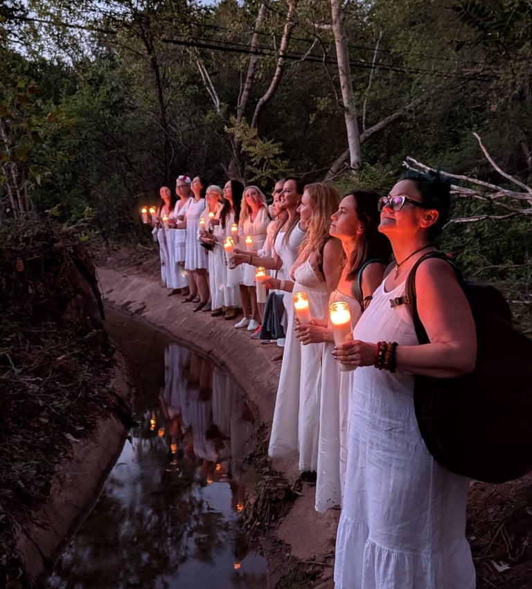 Women's retreat - multiple Slavic women standing next to the river