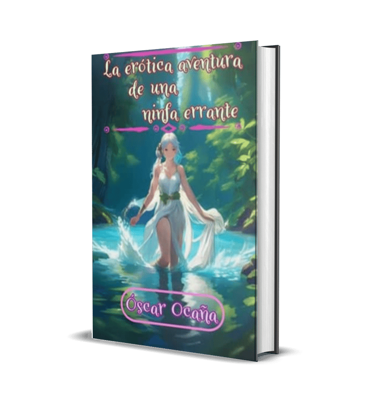 Portada 3d de la novela de fantasía erótica 'La erótica aventura de una ninfa errante' de Óscar Ocaña Parrón