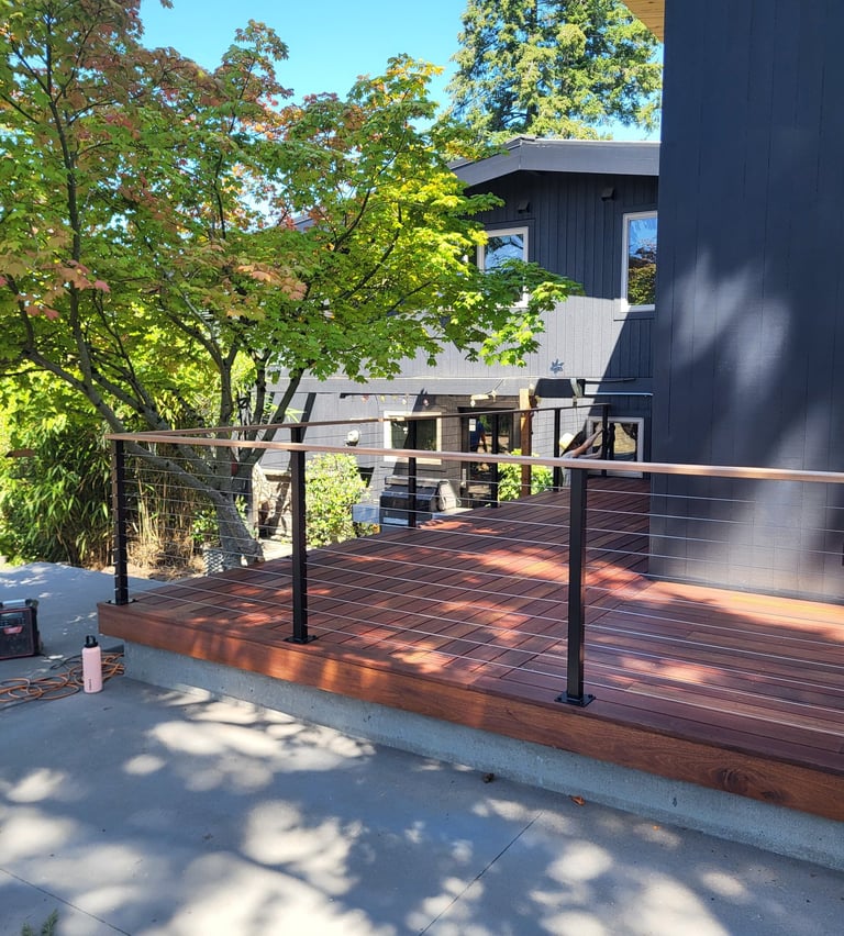 Deck made of Redwood and Cable Rail