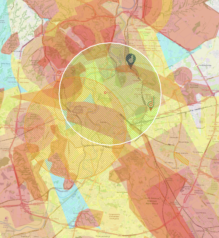 estratto di mappa di D-Flight con NOTAM