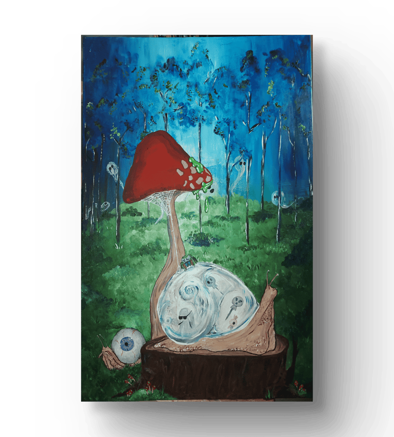 a painting of forest hunted, Halloween painting wall décor 