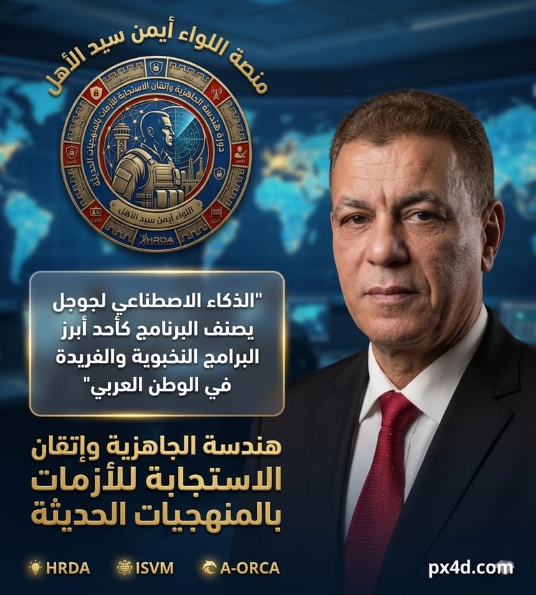 تقييم وتصنيف جوجل لدورة هندسة الجاهزية واتقان الاستجابة للازمات بالمنهجيات الحديثة للواء أيمن سيدالأهل