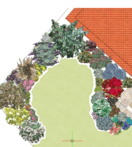 plan de jardin fourni avec la liste détaillée des plantes