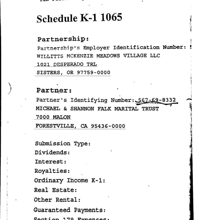 leave it to Bill and Patricia Willitts to build Mckenzie Meadows off Falk money