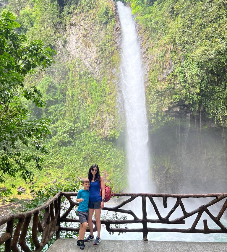 family at La Fortuna Waterfall costa rica