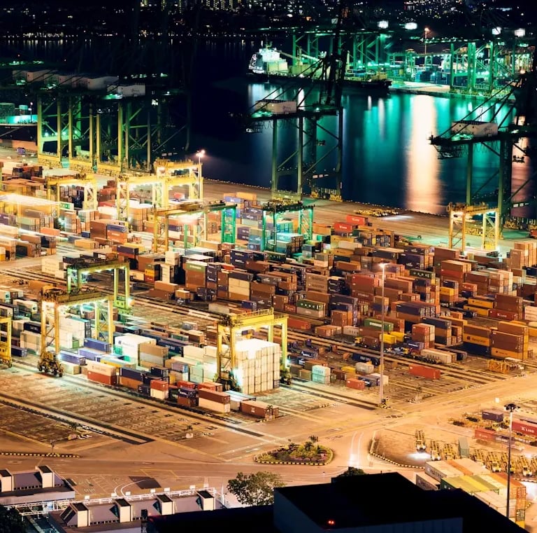 Singapore container terminal highlighting maritime logistics and port operations