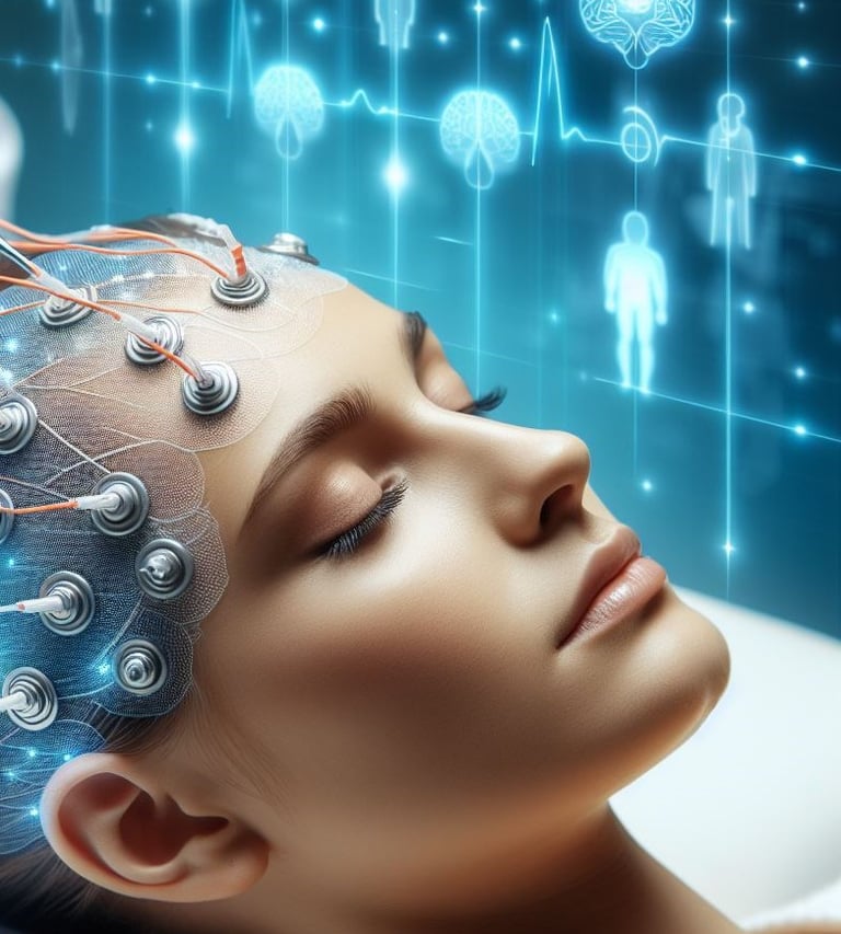 a woman with a brain map of her brain