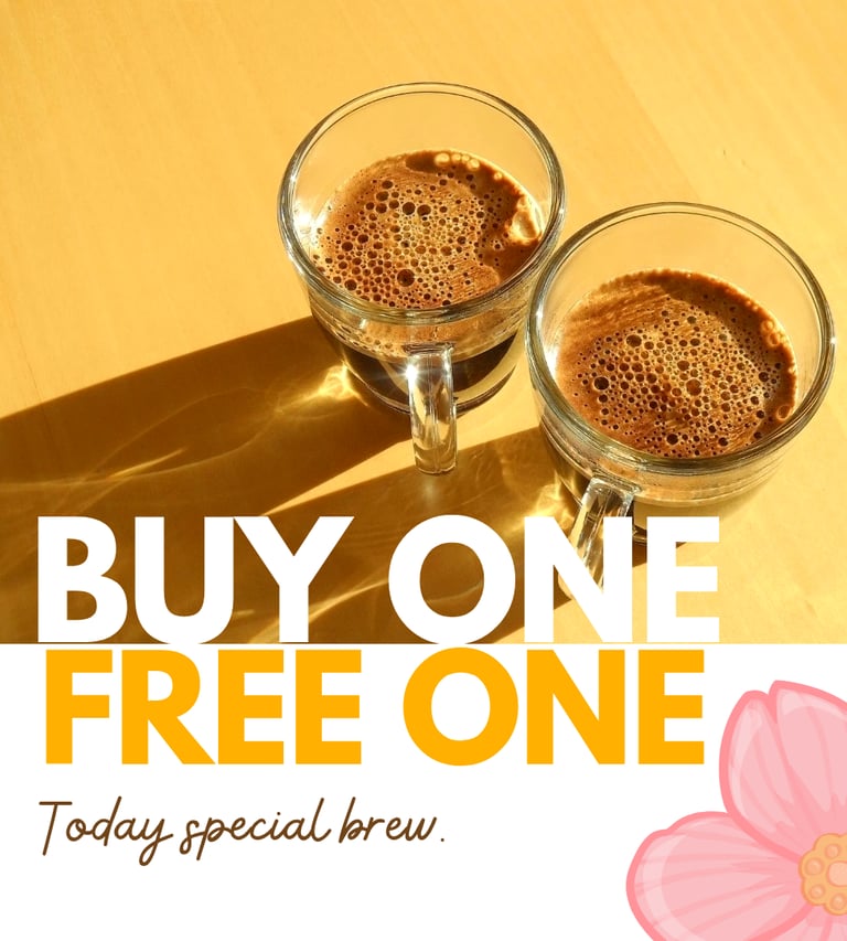 Coffee Poster  Modern coffee promotional poster with warm tones, minimalist layout, bold typography,