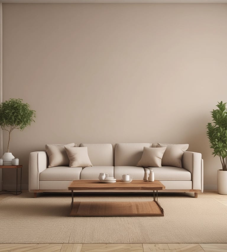 a living room with a couch and a coffee table