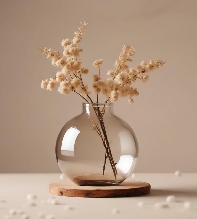 a vase with flowers in a vase on a table