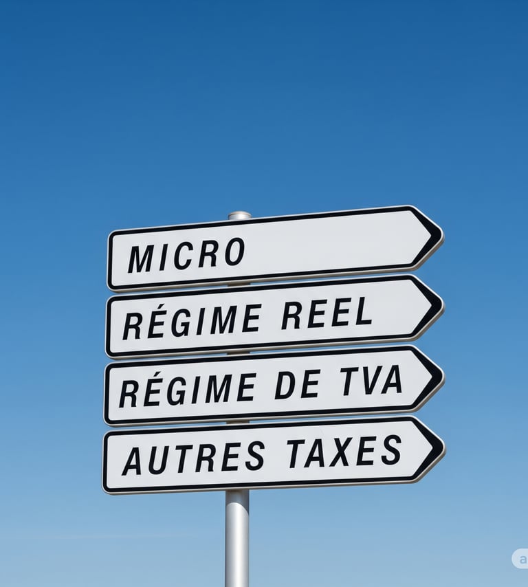 panneaux montrant les différents régimes fiscaux c