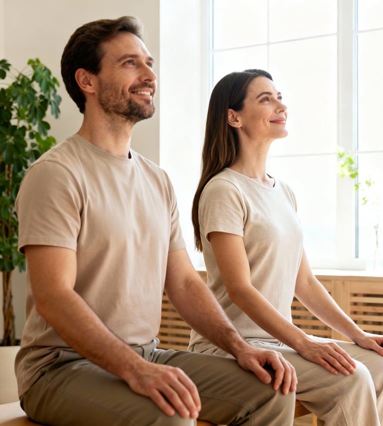 Homme et femme hypersensibles confiants après guérison enfant intérieur maiche sérénité"