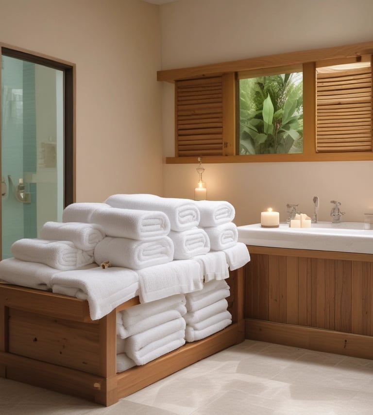 A clean stack of freshly laundered towels ready for delivery.