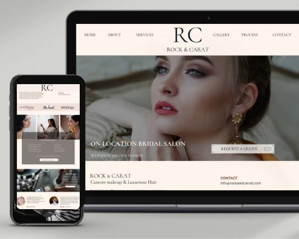 luxury web design for wedding professionals: wedding hair and make-up artists