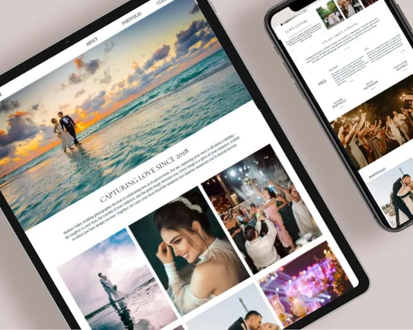 luxury web design for wedding professionals: wedding photographers and videographers