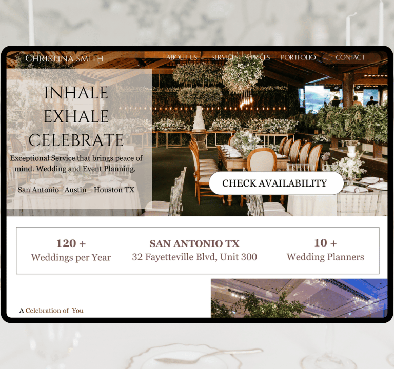 luxury web design for wedding professionals: wedding planners