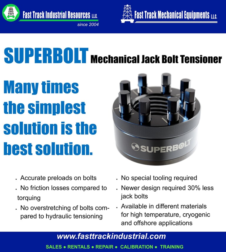 Superbolt Mechanical Jack Bolt Tensioners sold by FAST TRACK INDUSTRIAL RESOURCES LLC