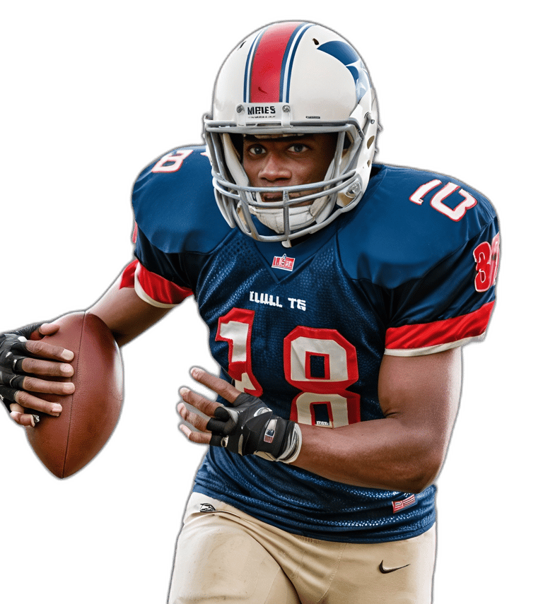 a football player in a uniform holding a football ball