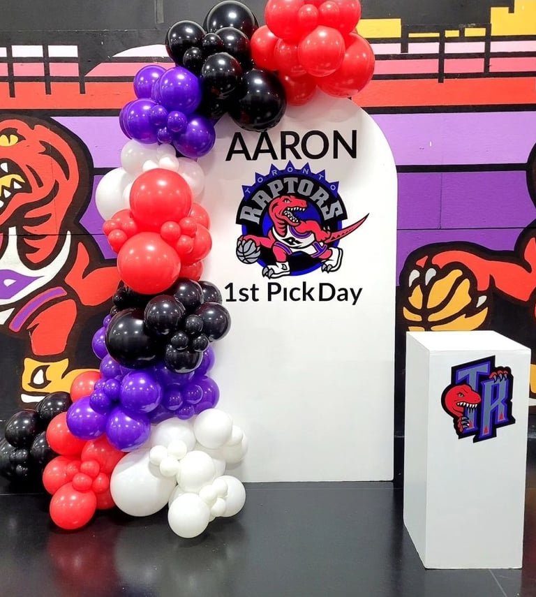 Toronto raptors inspired balloon backdrop