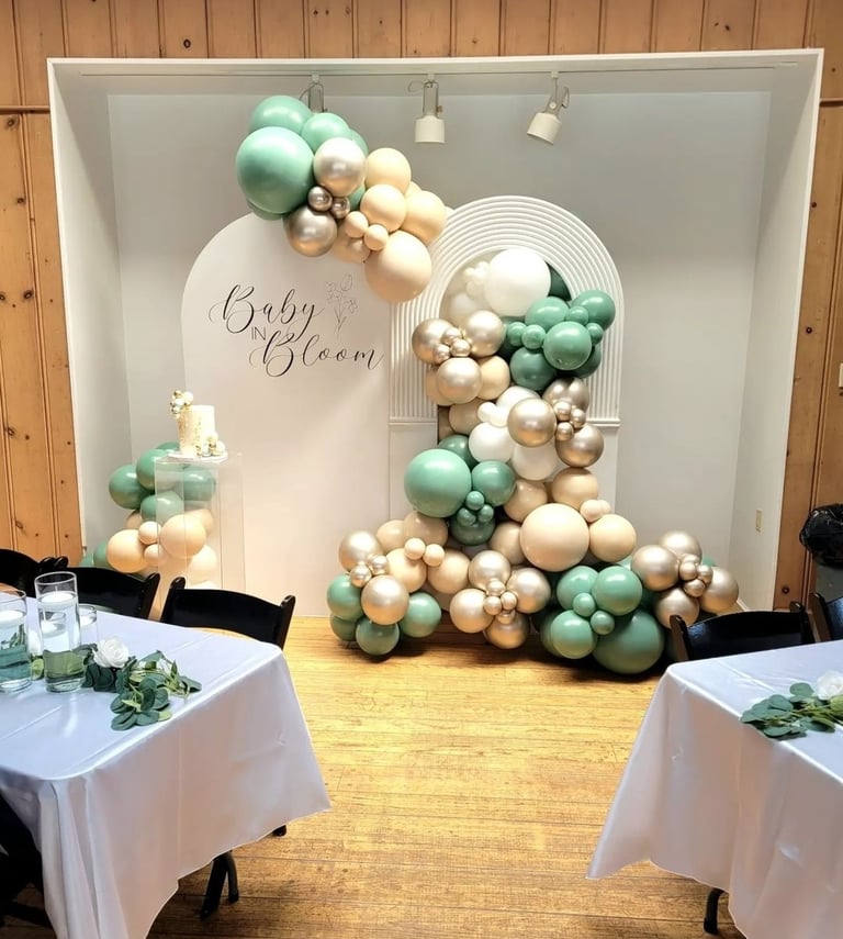 Baby in bloom balloon backdrop